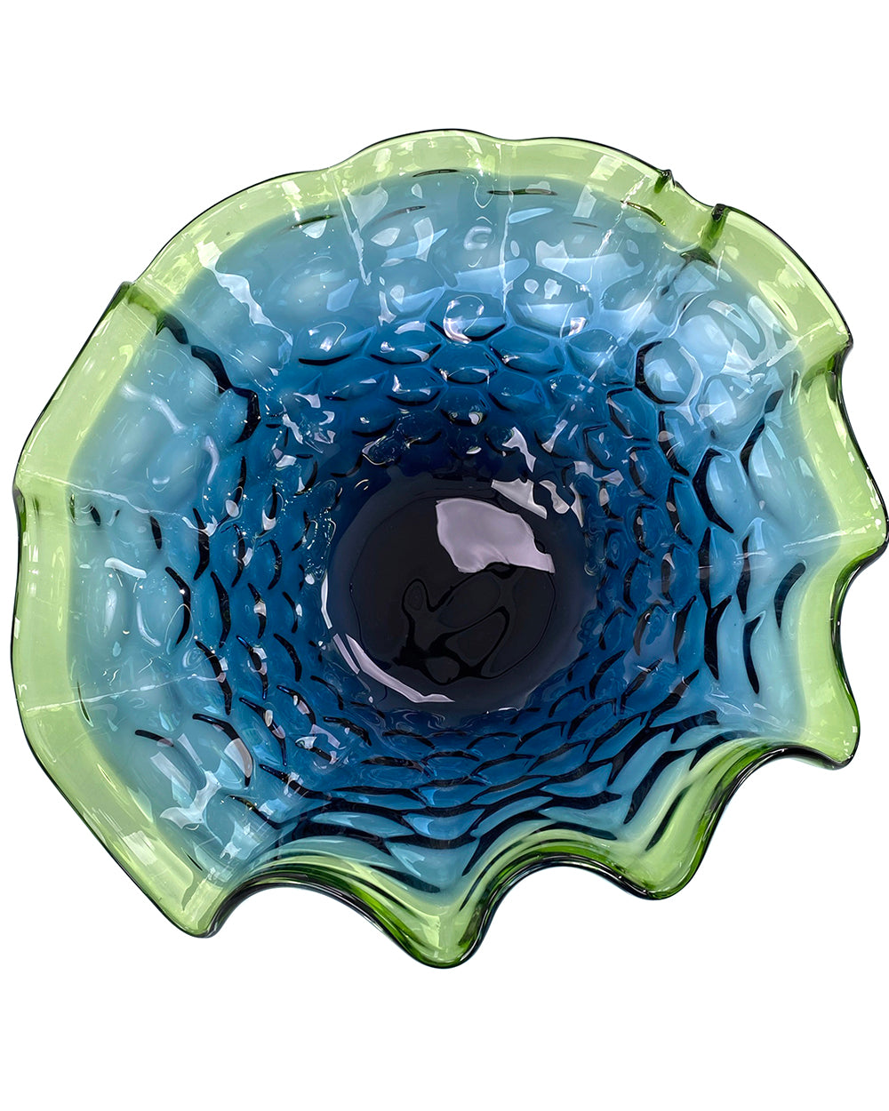 Royal and Emerald Handblown Glass Bowl