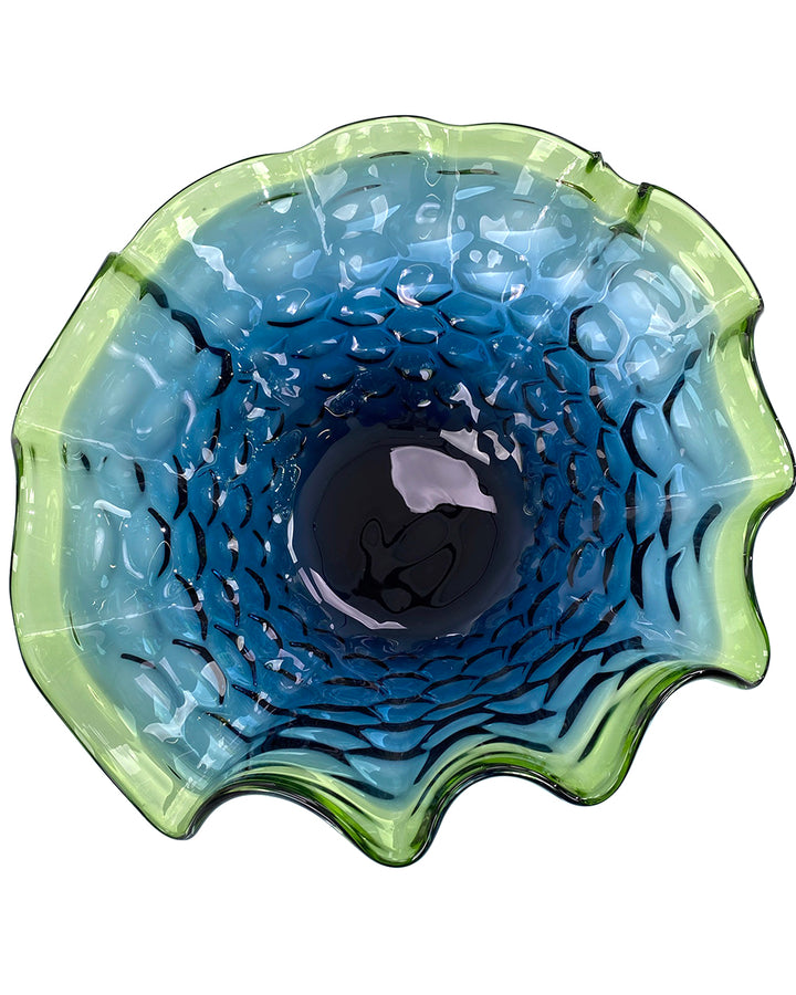 Royal and Emerald Handblown Glass Bowl