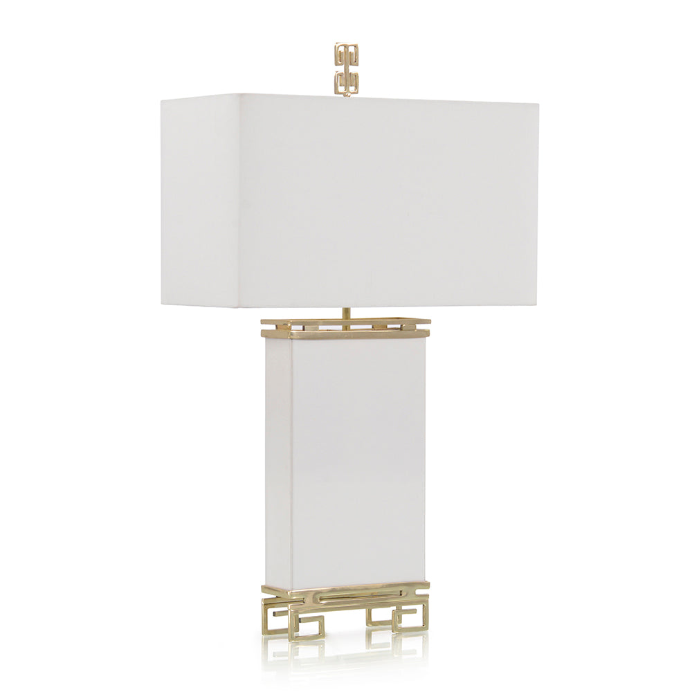 Ivory Leather and Brass Table Lamp