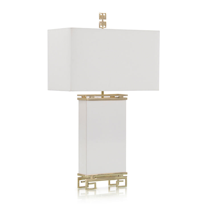 Ivory Leather and Brass Table Lamp