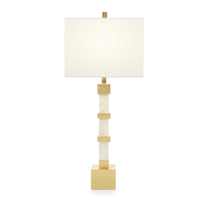 White Mica and Gold Buffet Lamp
