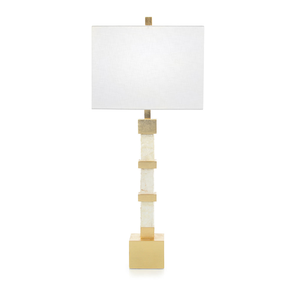 White Mica and Gold Buffet Lamp