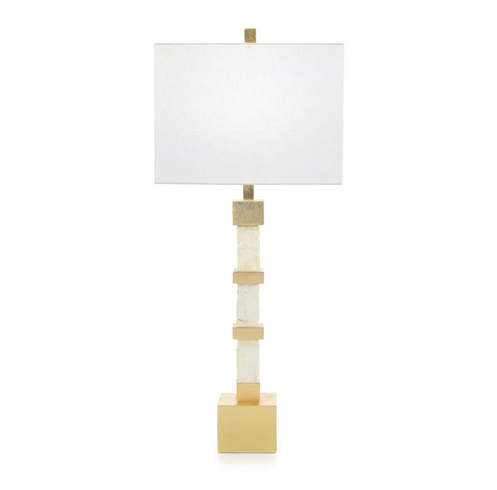White Mica and Gold Buffet Lamp
