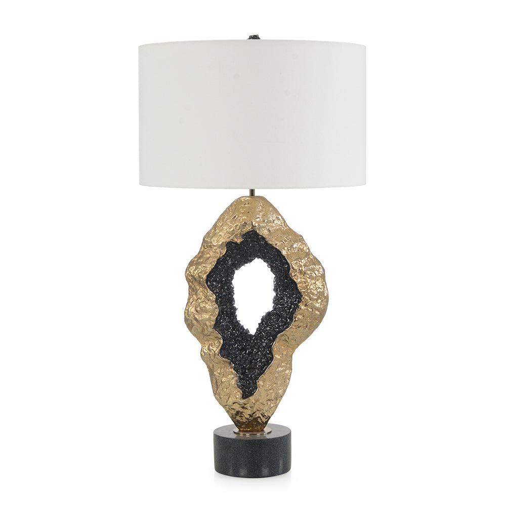 Hammered Gold and Black Geode Table Lamp
