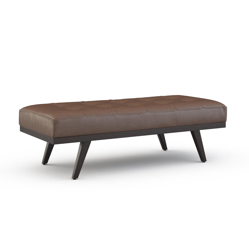 Drew Leather Button Tufted Ottoman