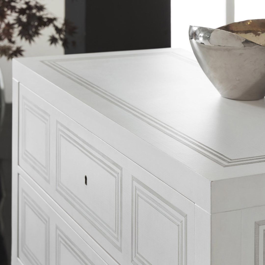 Milan Commode-White Linen With Grey Accent
