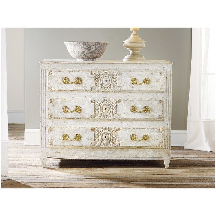 Carved and Painted 3 Drawer Chest