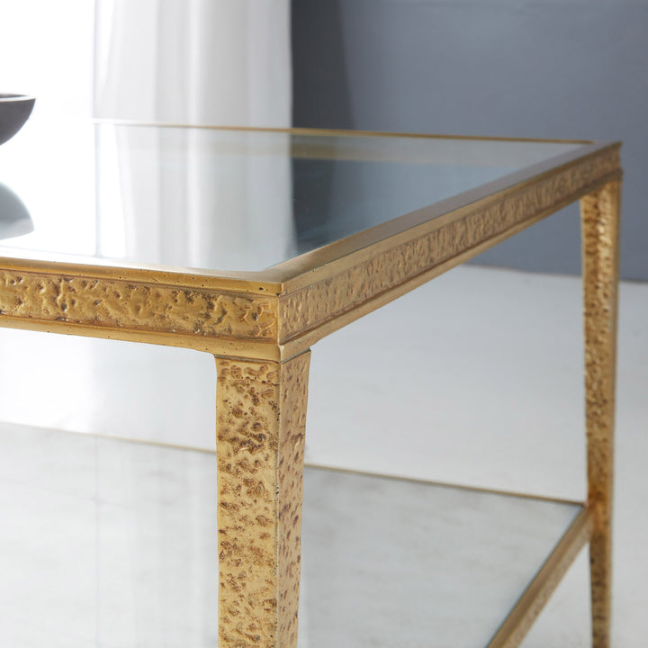 Sculpture Side Table-Antique Brass