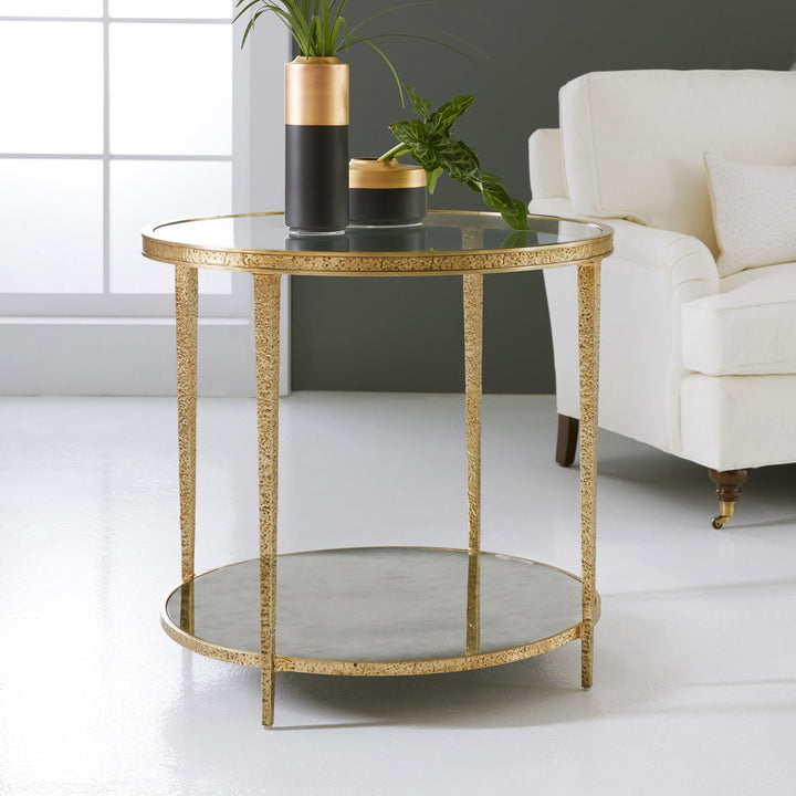 Sculpture Round Table-Antique Brass