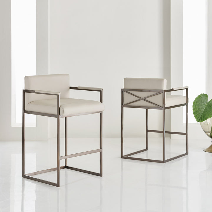 X Counter Stool-Oil Rubbed Bronze & Grey