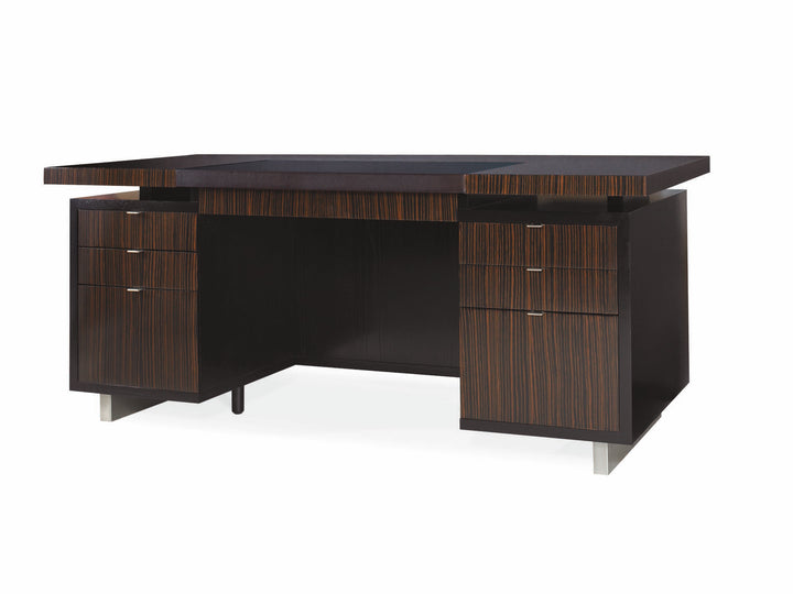 Ebony Desk - Black Leather Top