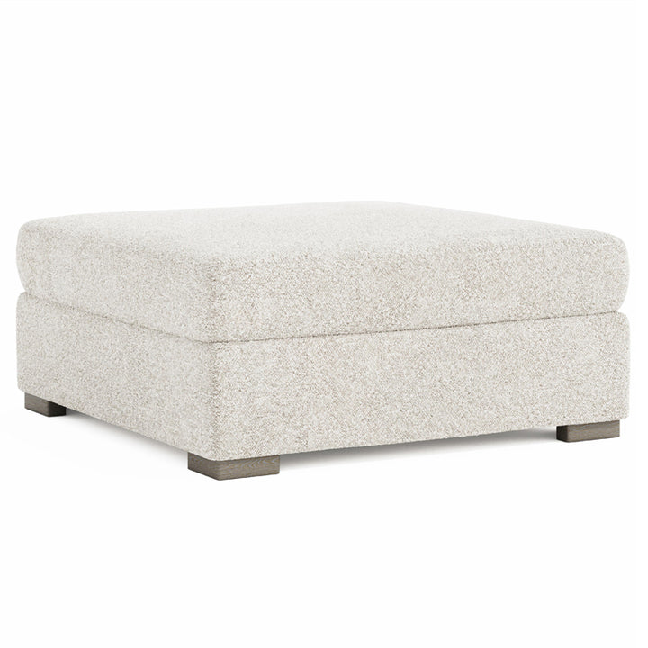 Helena Fabric Bumper Ottoman Wood Foot