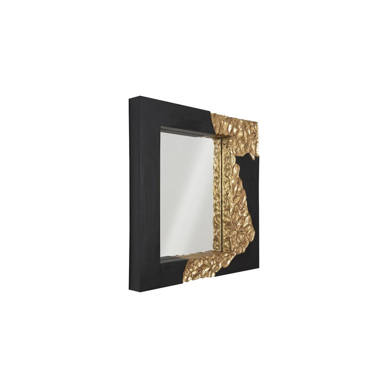 Mercury Mirror, Square, Black, Gold Leaf