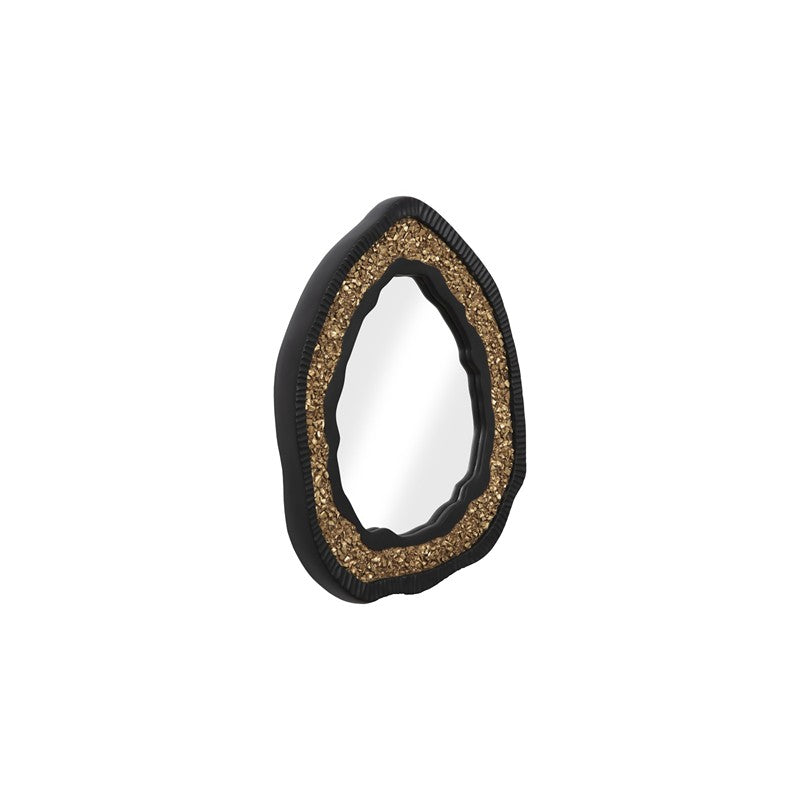Geode Mirror, Black And Gold