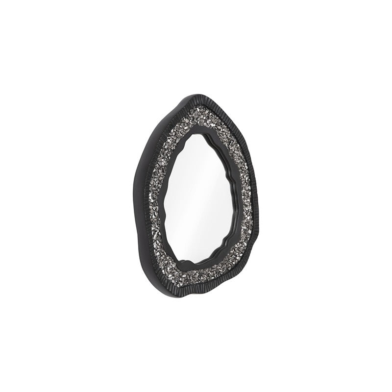 Geode Mirror, Black And Silver