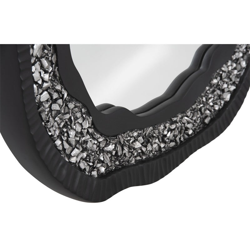 Geode Mirror, Black And Silver