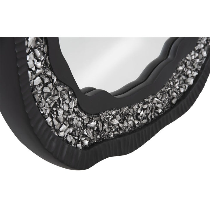 Geode Mirror, Black And Silver