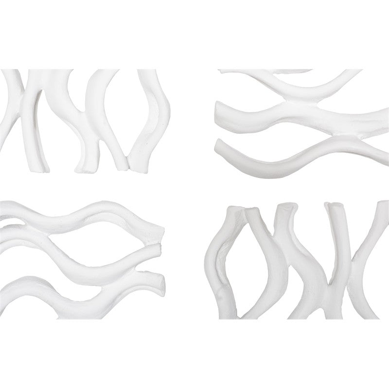 Vine Wall Tile, Matte White, Set of 4