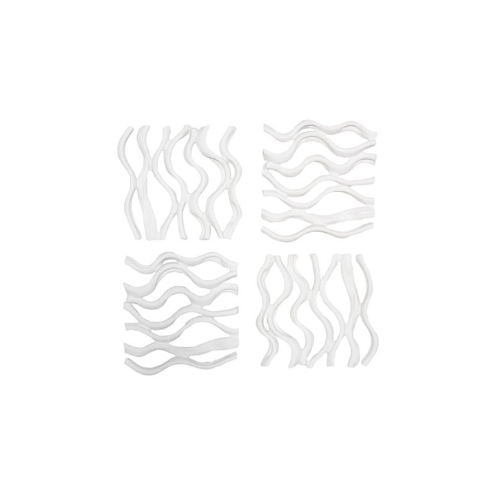 Vine Wall Tile, Matte White, Set of 4
