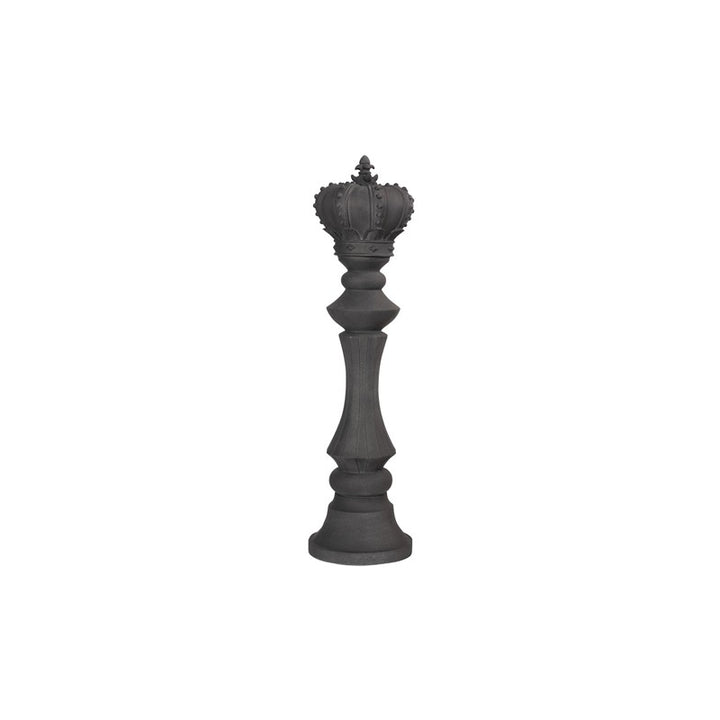 King Chess Sculpture, Cast Stone Black