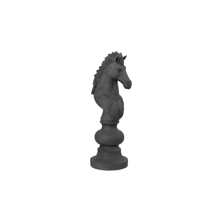Knight Chess Sculpture, Cast Stone Black