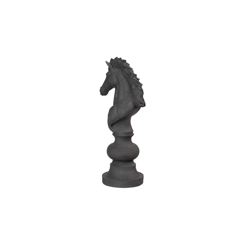 Knight Chess Sculpture, Cast Stone Black