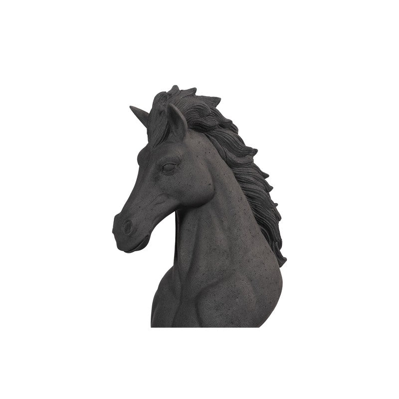 Knight Chess Sculpture, Cast Stone Black