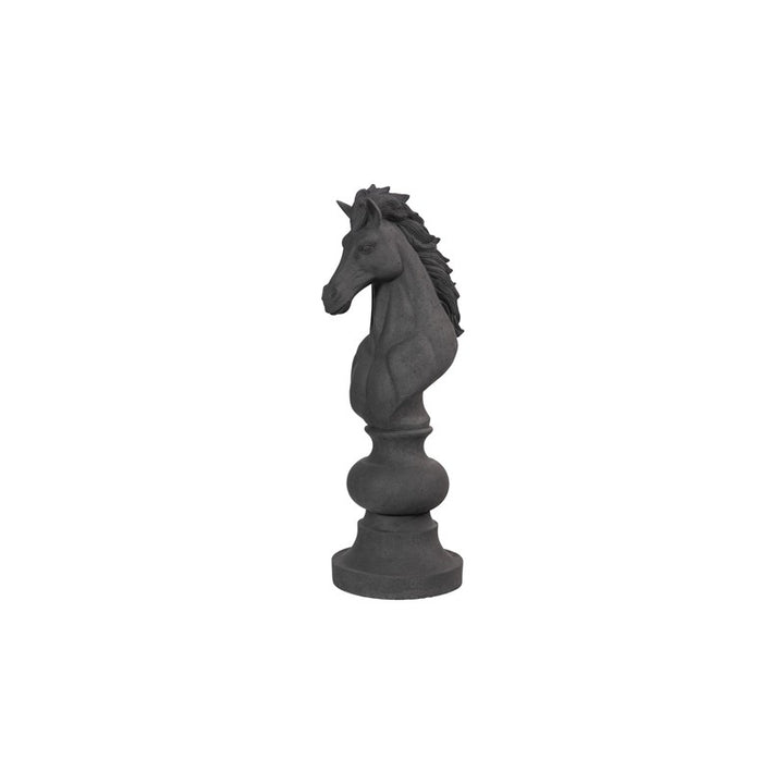 Knight Chess Sculpture, Cast Stone Black