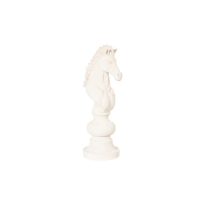 Knight Chess Sculpture, Cast Stone White