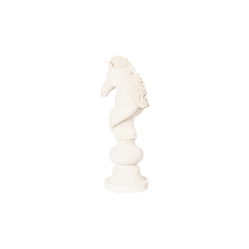 Knight Chess Sculpture, Cast Stone White