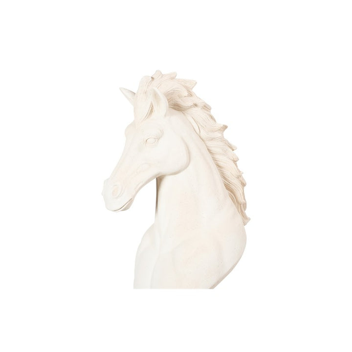 Knight Chess Sculpture, Cast Stone White