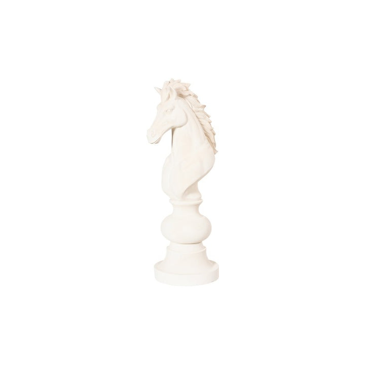 Knight Chess Sculpture, Cast Stone White