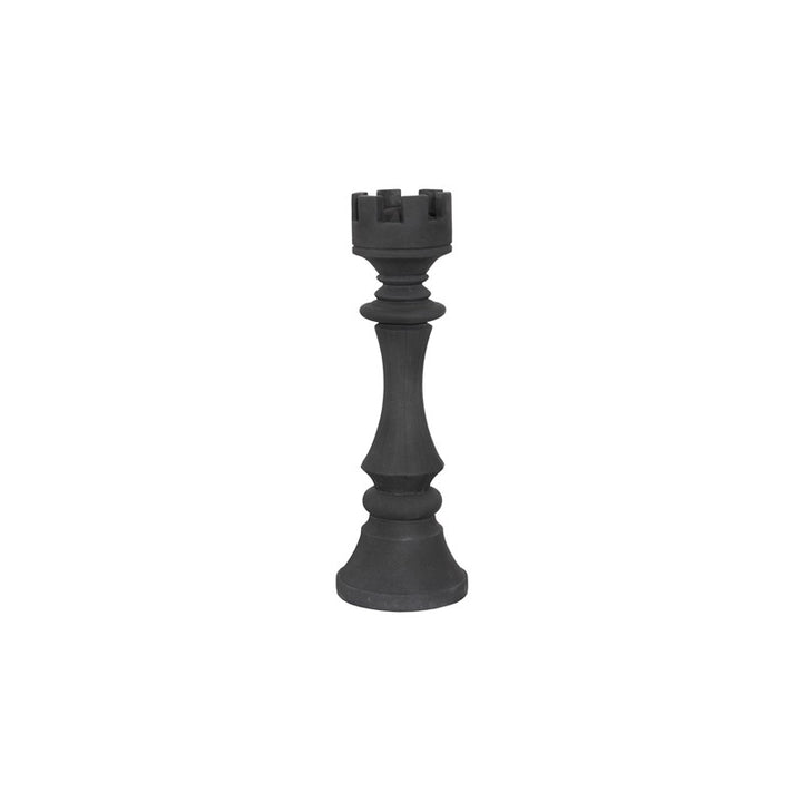 Rook Chess Sculpture, Cast Stone Black, Small