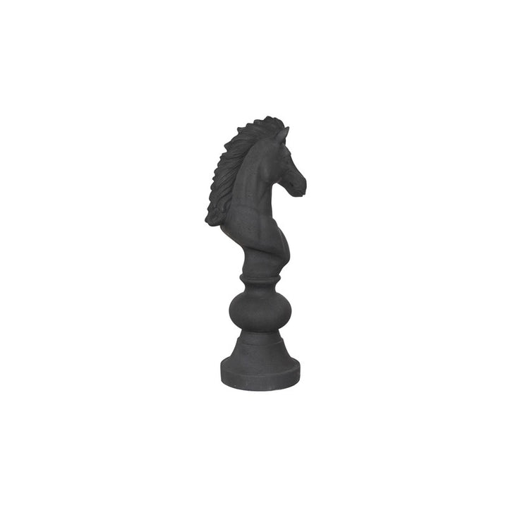 Knight Chess Sculpture, Cast Stone Black, Small
