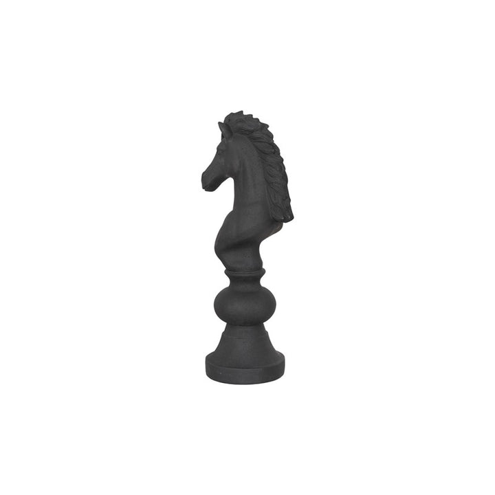 Knight Chess Sculpture, Cast Stone Black, Small