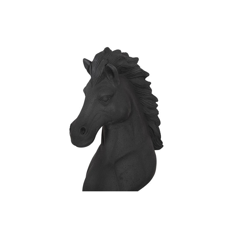Knight Chess Sculpture, Cast Stone Black, Small