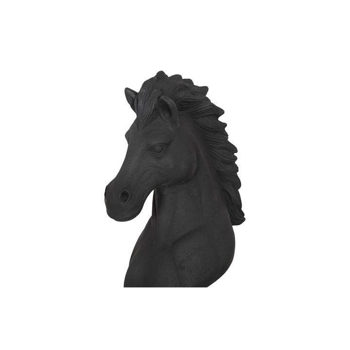 Knight Chess Sculpture, Cast Stone Black, Small