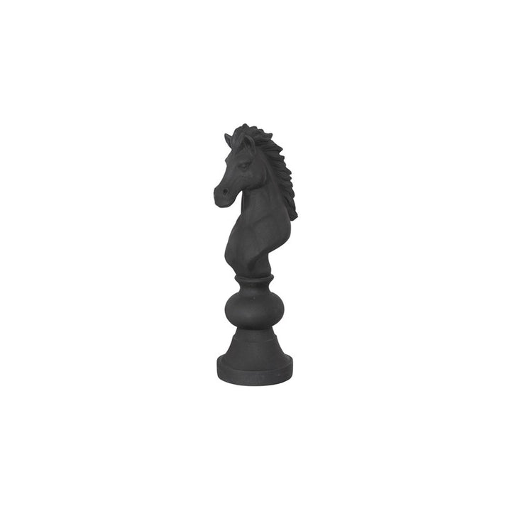 Knight Chess Sculpture, Cast Stone Black, Small