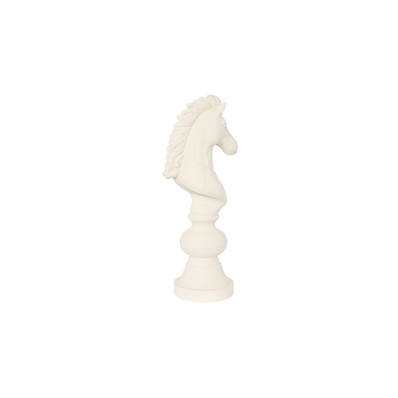 Knight Chess Sculpture, Cast Stone White, Small