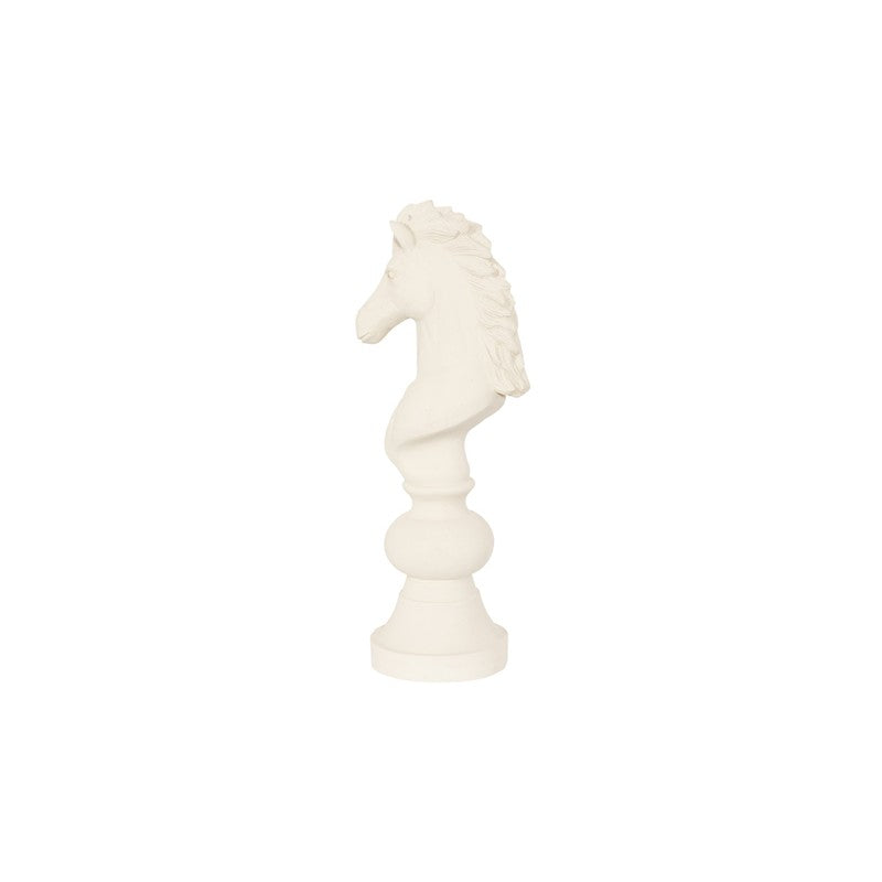 Knight Chess Sculpture, Cast Stone White, Small