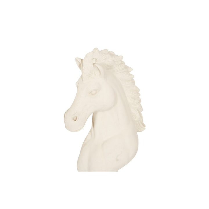 Knight Chess Sculpture, Cast Stone White, Small