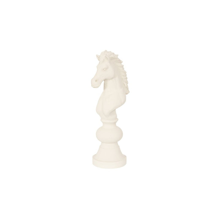 Knight Chess Sculpture, Cast Stone White, Small