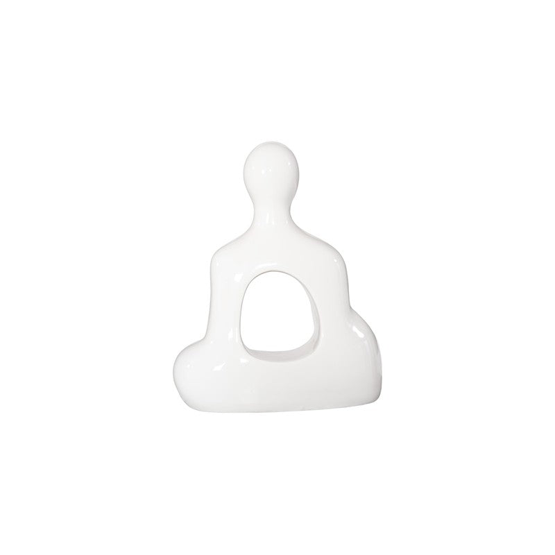 Buddha Seated Sculpture, Gel Coat White