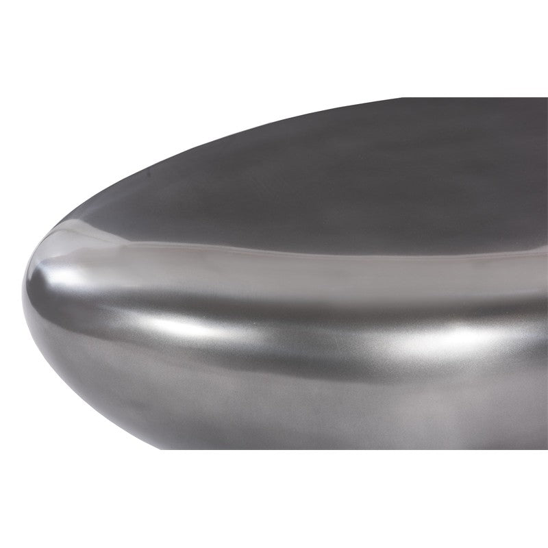 River Stone Coffee Table, Polished Aluminum, Small