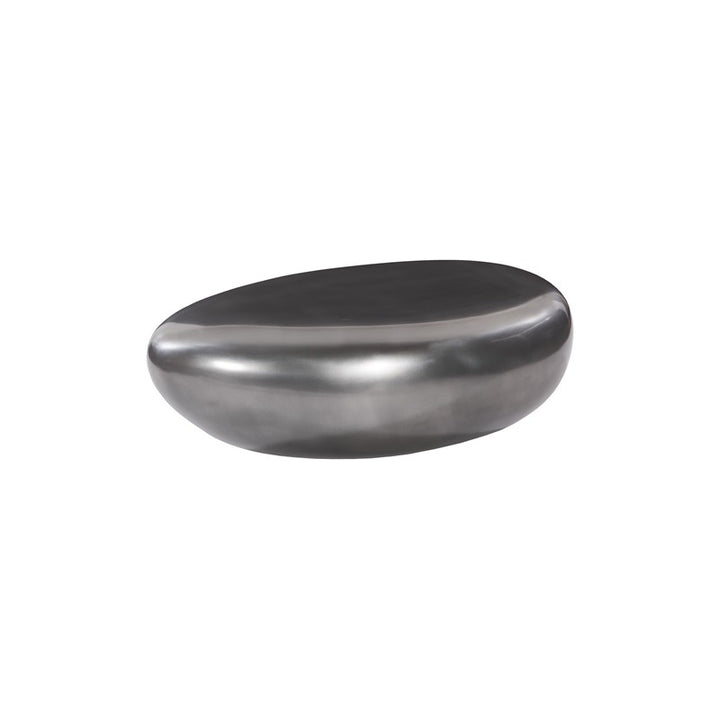 River Stone Coffee Table, Polished Aluminum, Small