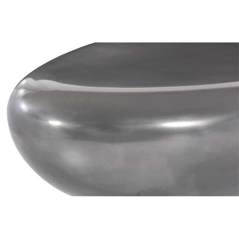 River Stone Coffee Table, Polished Aluminum, Large