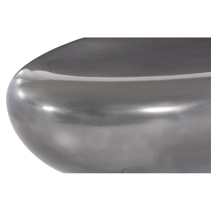 River Stone Coffee Table, Polished Aluminum, Large