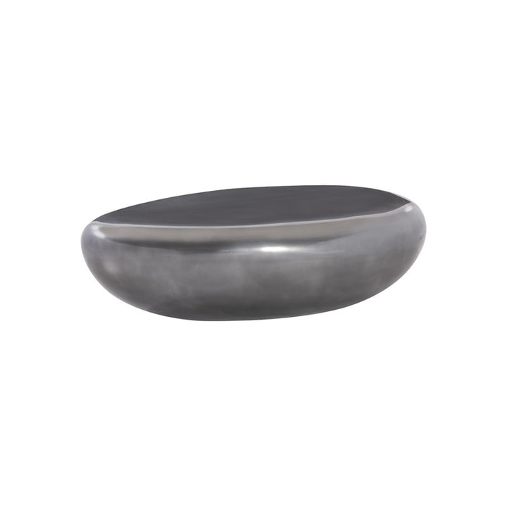 River Stone Coffee Table, Polished Aluminum, Large