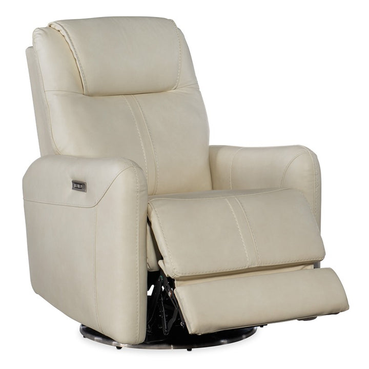RC - Steffen Swivel Power Recliner With Power Headrest - White