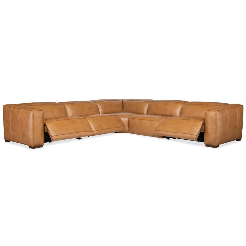 MS - Fresco 5 Seat Sectional 3-Power - Light Brown